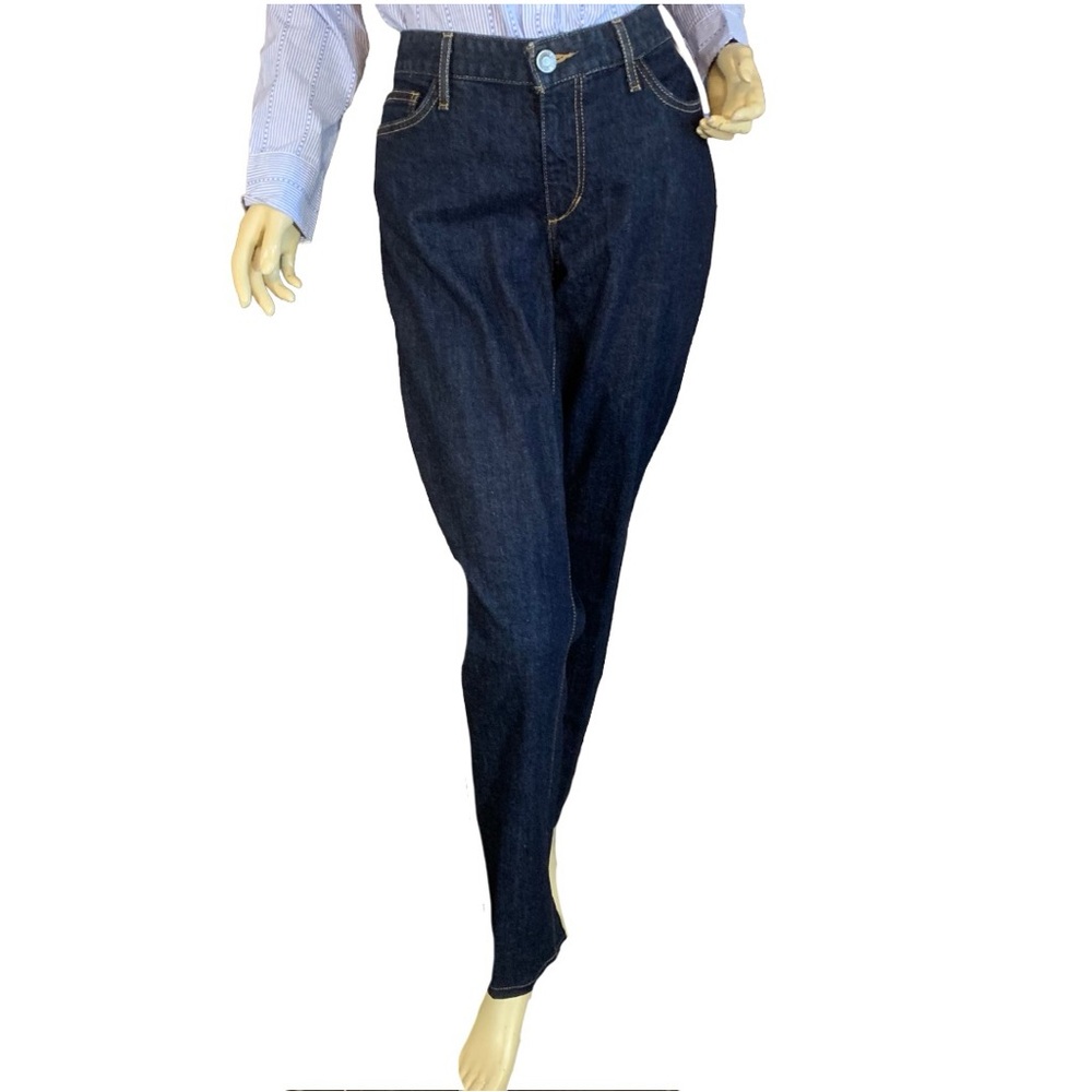 EDDIE BAUER DARK WASH SLIGHTLY CURVY STRAIGHT LEG JEANS (10) - Picture 2 of 13